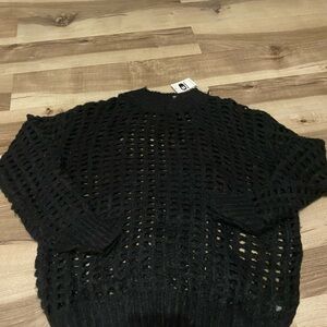 Buckle Black Open-Knit Sweater